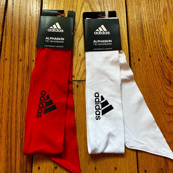 adidas Accessories - Adidas Alphaskin Tie Headband - Red and White NWT